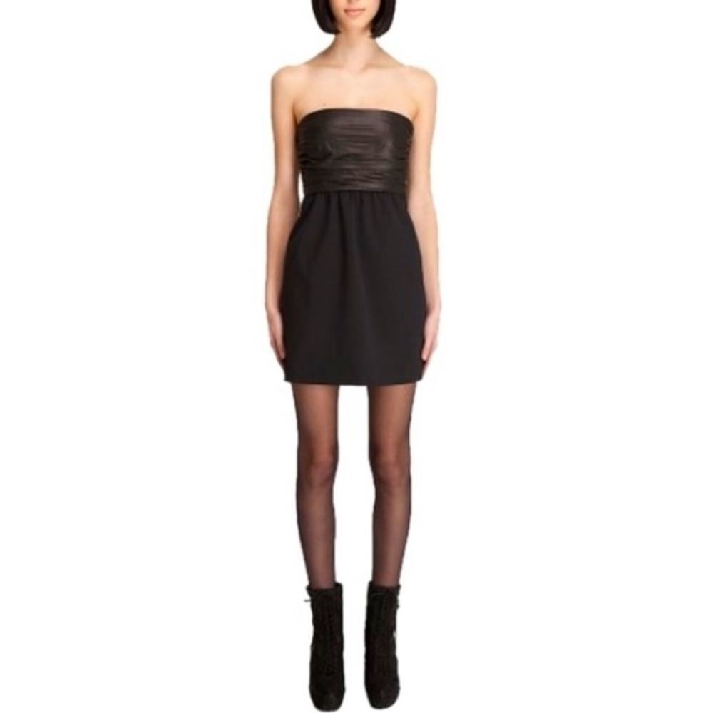 THEORY Amandie Chateau Leather Strapless Dress Size 4
